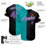 Maillot de baseball authentique Aqua noir-gris personnalisé Maillot de baseball authentique Aqua noir-gris personnalisé