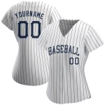 Maillot de baseball authentique à rayures fines, manches raglan bleu marine clair, blanc et bleu marine Maillot de baseball authentique à rayures fines, manches raglan bleu marine clair, blanc et bleu marine