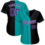 Maillot de baseball authentique Aqua noir-gris personnalisé Maillot de baseball authentique Aqua noir-gris personnalisé