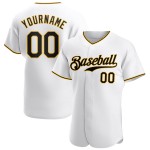 Maillot de baseball personnalisé bicolore or-blanc, noir et ancien Maillot de baseball personnalisé bicolore or-blanc, noir et ancien