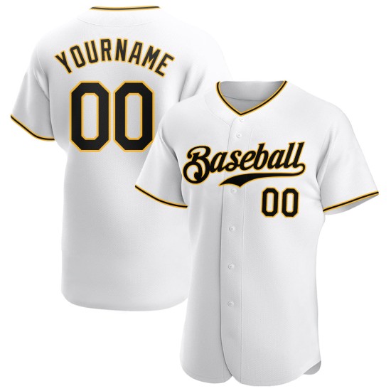 Maillot de baseball personnalisé bicolore or-blanc, noir et ancien Maillot de baseball personnalisé bicolore or-blanc, noir et ancien