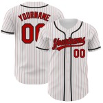 Maillot de baseball authentique à rayures fines, personnalisé, noir et blanc, blanc Maillot de baseball authentique à rayures fines, personnalisé, noir et blanc, blanc
