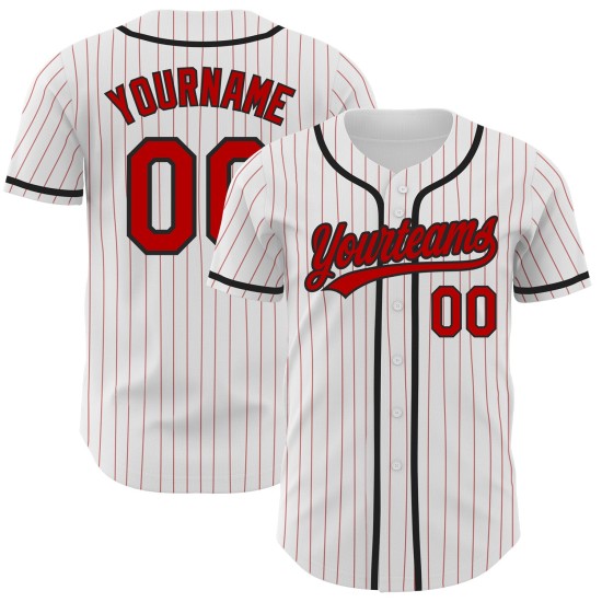 Maillot de baseball authentique à rayures fines, personnalisé, noir et blanc, blanc Maillot de baseball authentique à rayures fines, personnalisé, noir et blanc, blanc