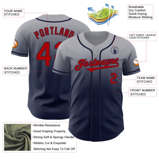 Maillot de baseball rouge et blanc personnalisé authentique Maillot de baseball rouge et blanc personnalisé authentique