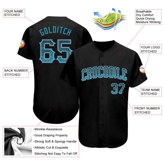 Maillot de baseball personnalisé noir authentique dégradé vert-blanc fluo Maillot de baseball personnalisé noir authentique dégradé vert-blanc fluo